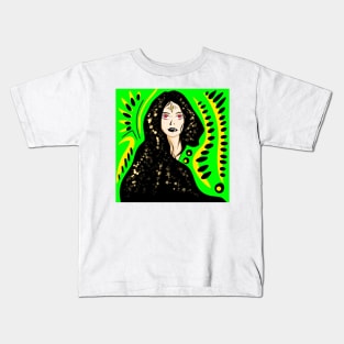 bright fortune teller woman in ecopop stars art Kids T-Shirt